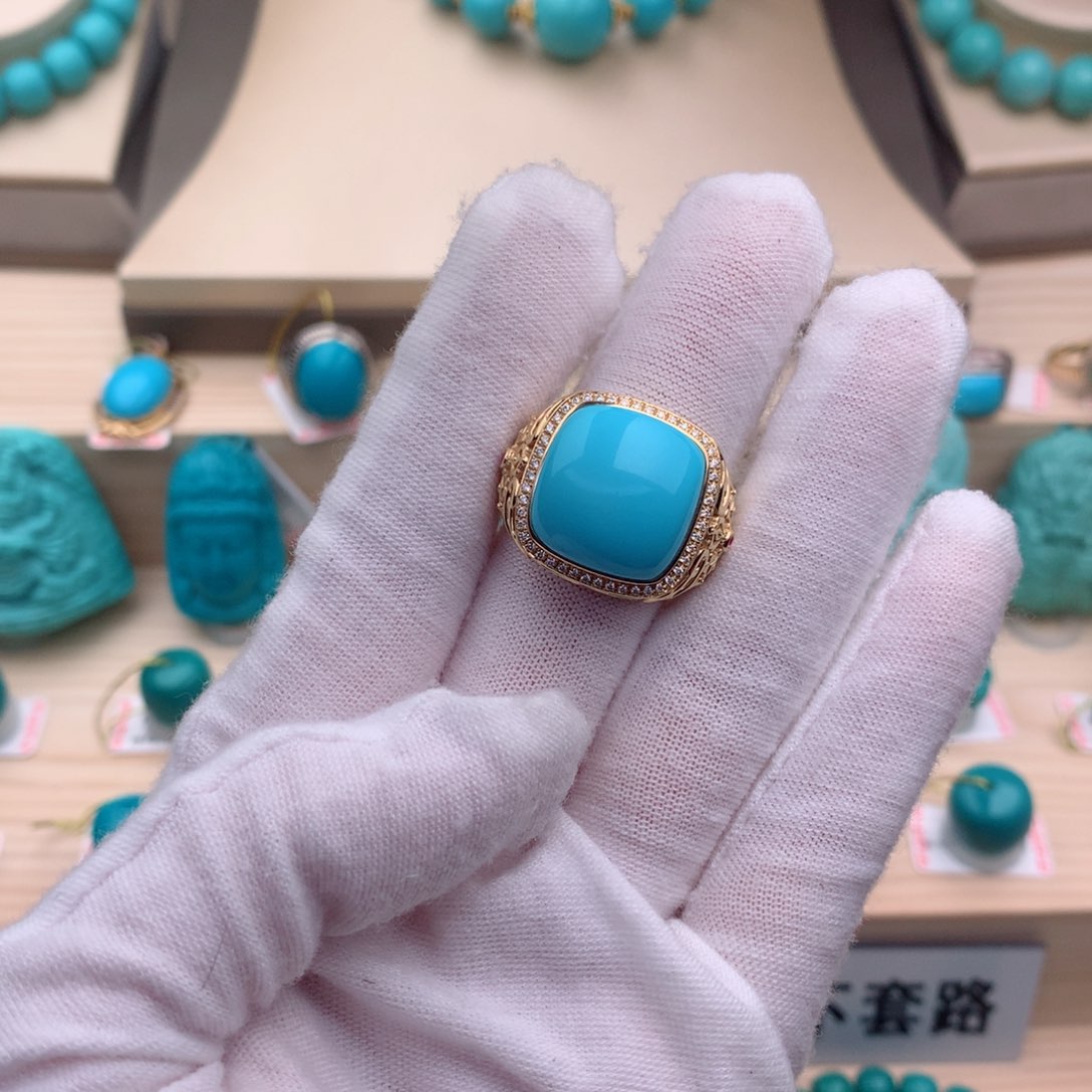 绿松石珠宝奇石18K金镶嵌