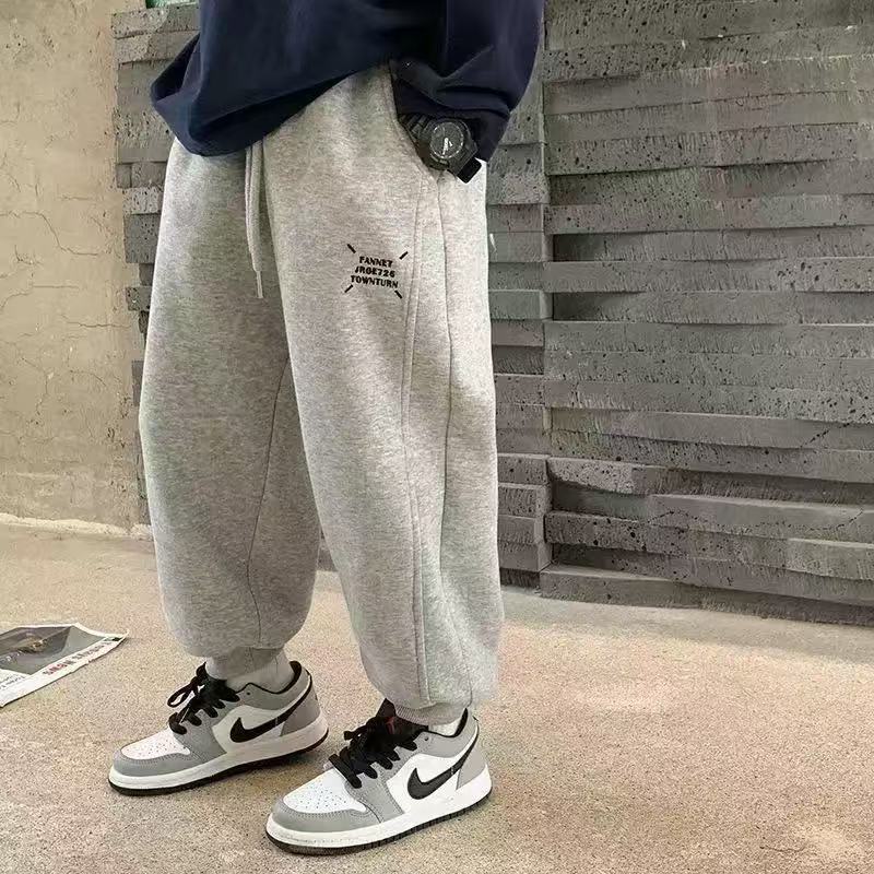 WK-3053 灰色 儿童舒适柔软卫裤 韩版 洋气保暖 休闲裤时尚百搭