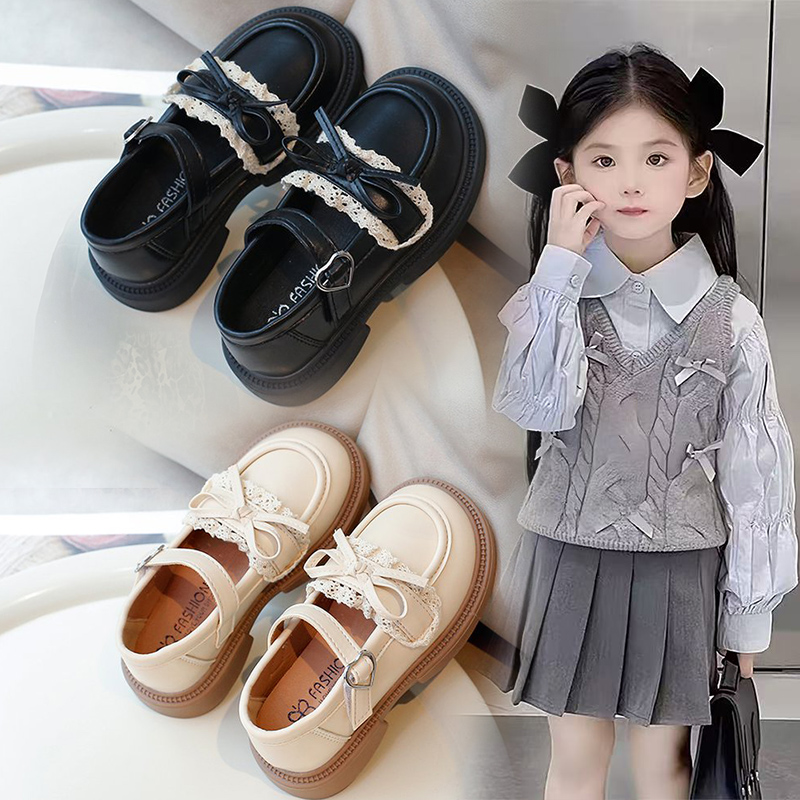 2025女童公主鞋春秋新款小女孩软底豆豆鞋女宝宝儿童皮鞋