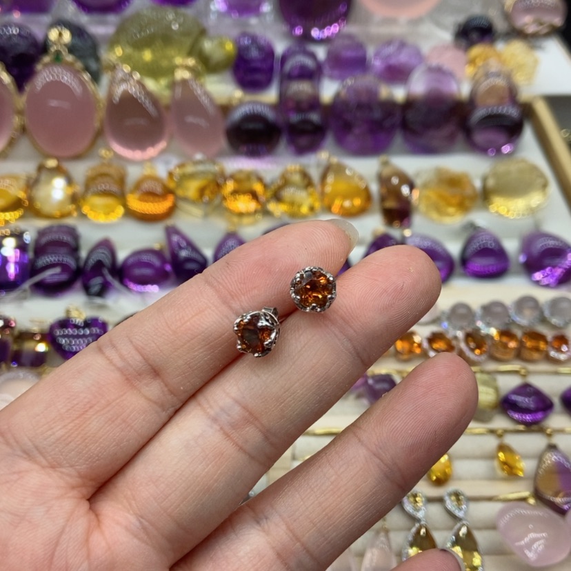 【闪购商品】水晶水晶耳钉银S925镶嵌