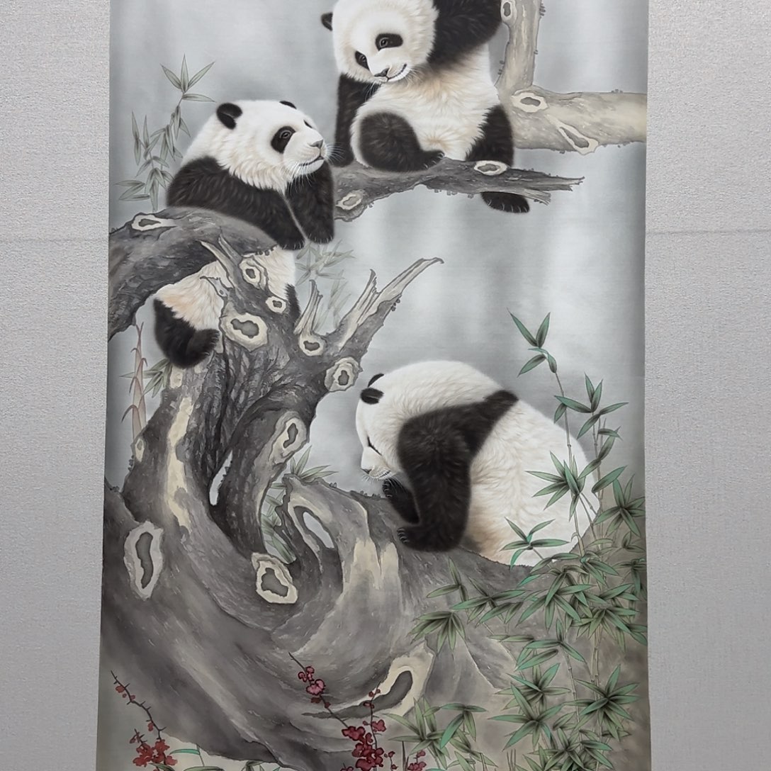 招***宝国画绢本工笔国宝图贾敏