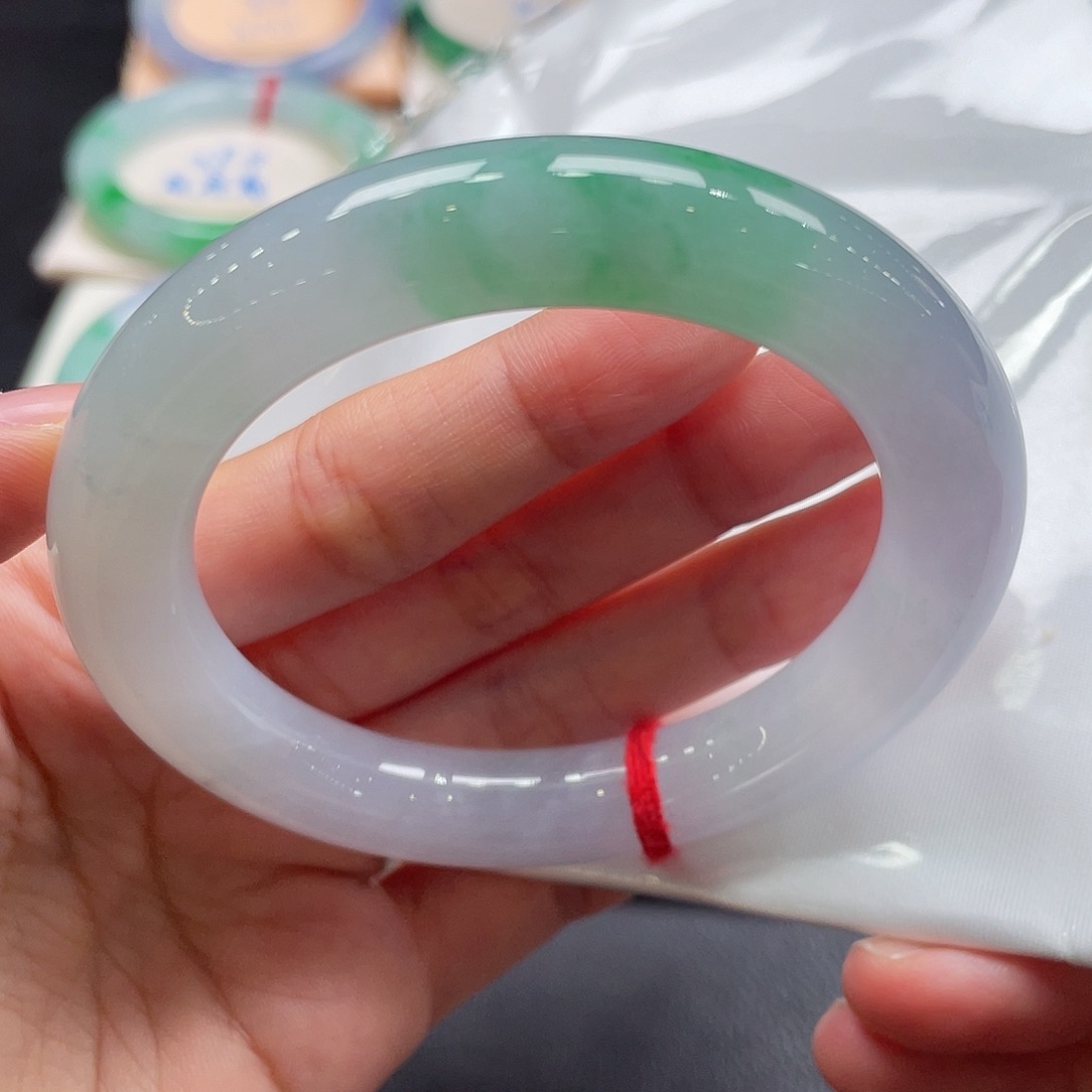 未镶嵌手镯翡翠冰阳绿圆条17