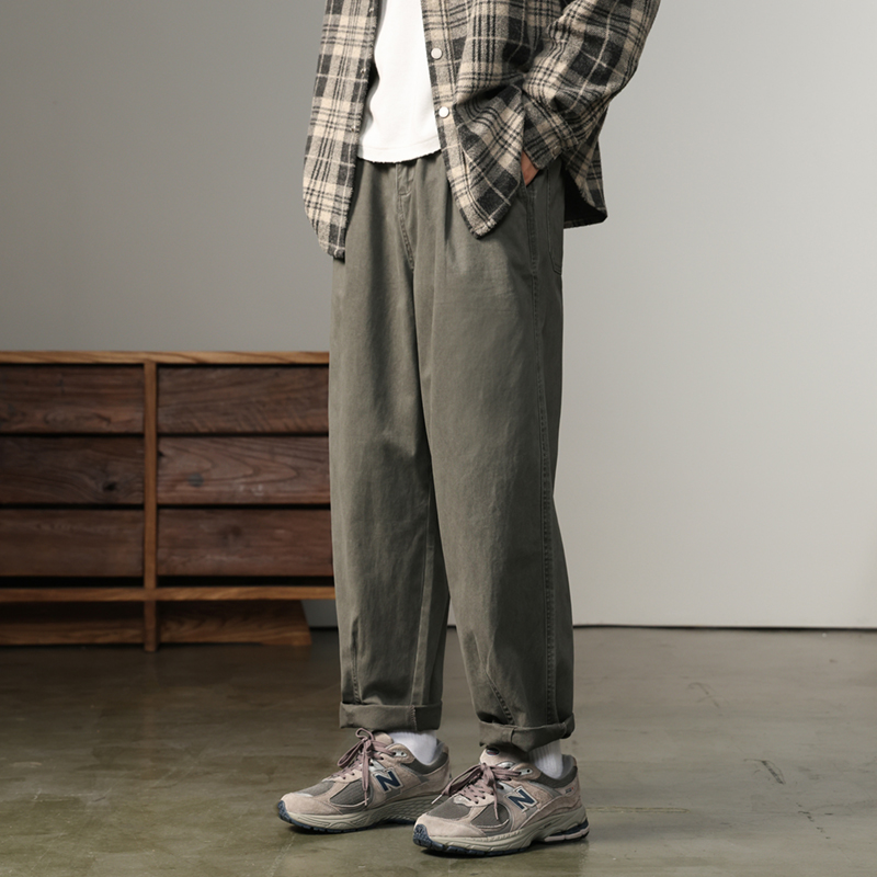 复古洗水棉质百搭宽松休闲裤