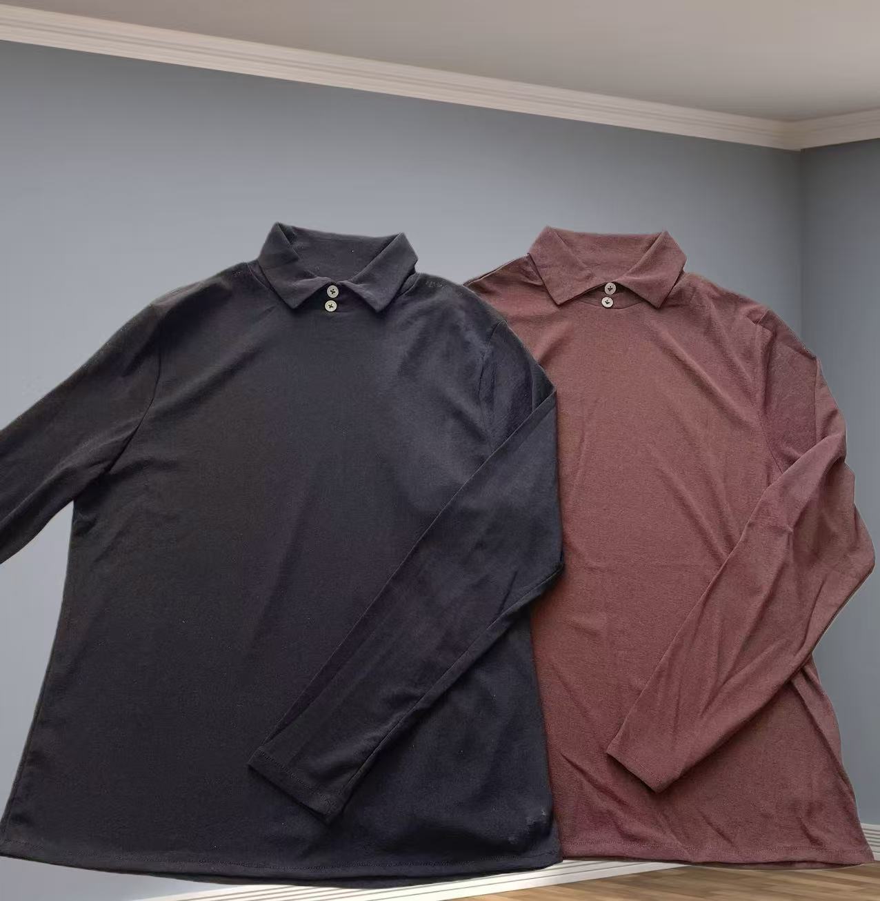 鑫姐时尚气质百搭休闲小翻领保暖网红黑色纯色打底衫ol秋冬