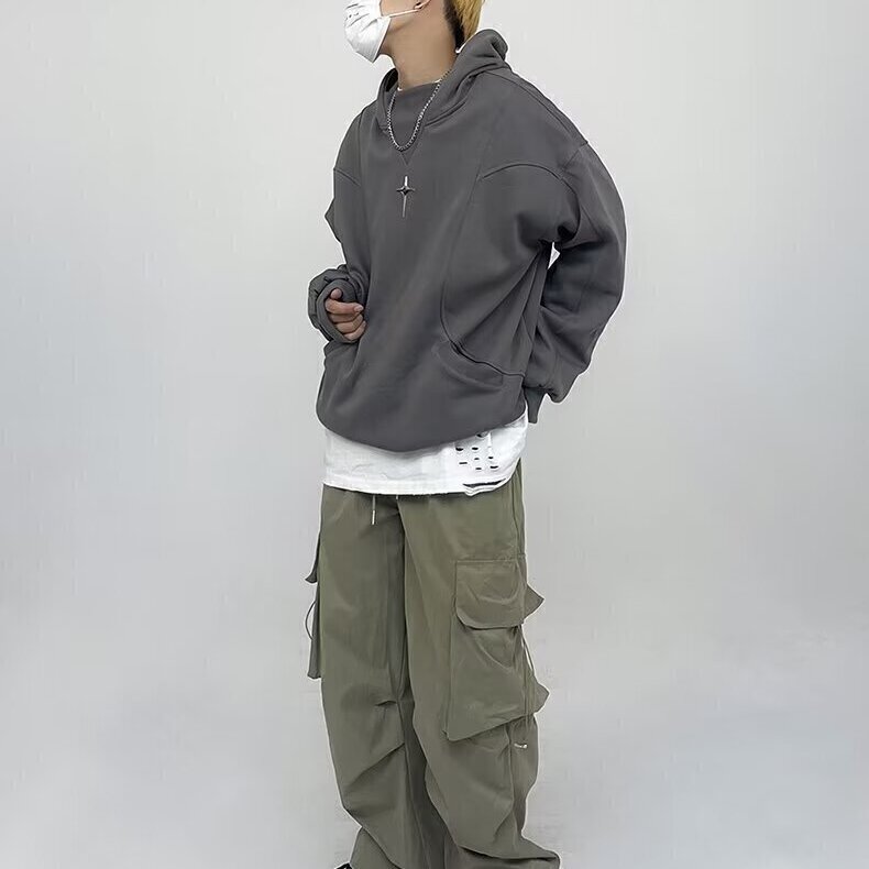 W65-BY卫衣男女连帽春秋季ins港风宽松潮牌百搭情侣款套头上衣服