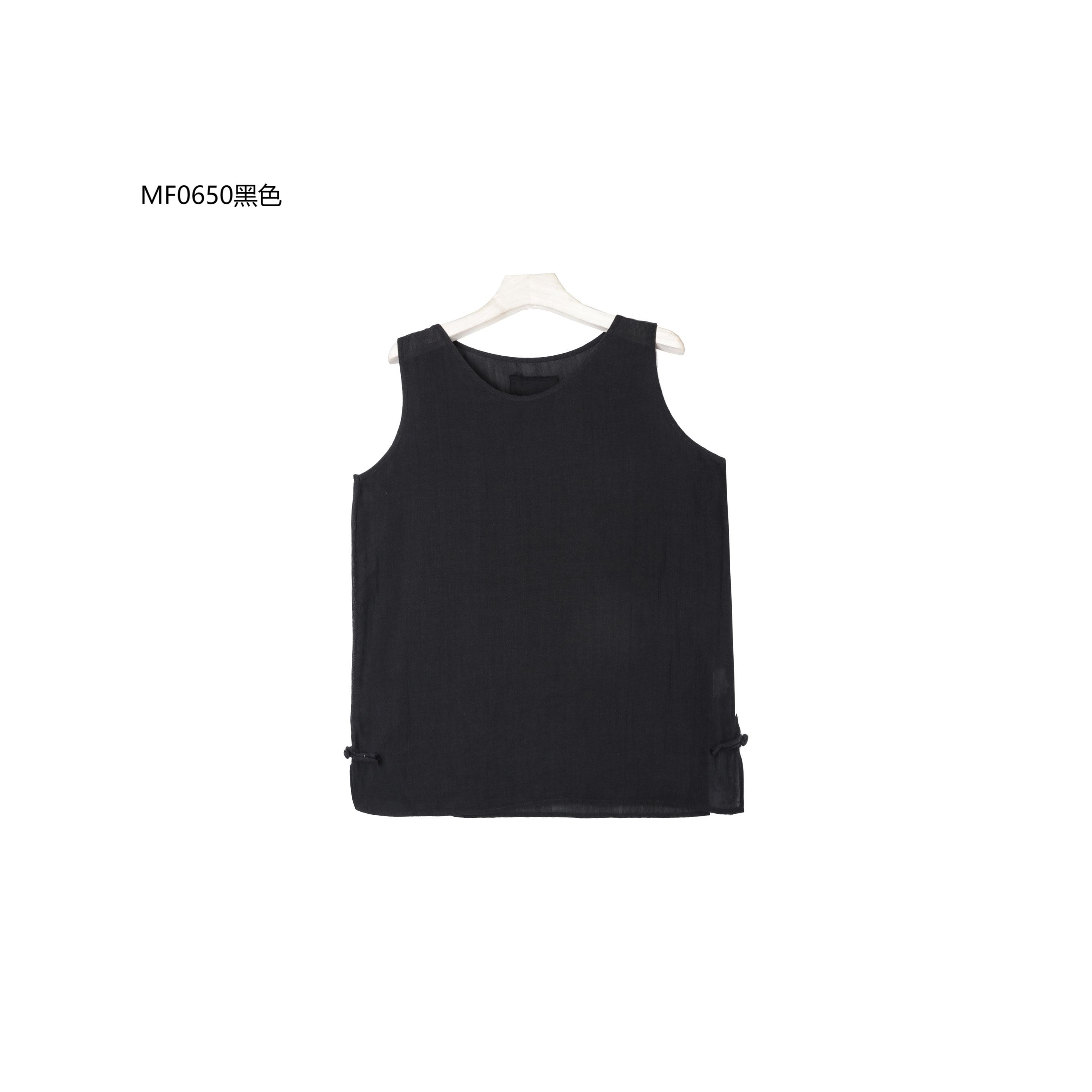 【麻訪家】MF0650黑色复古文艺简约舒适宽松显瘦百搭背心