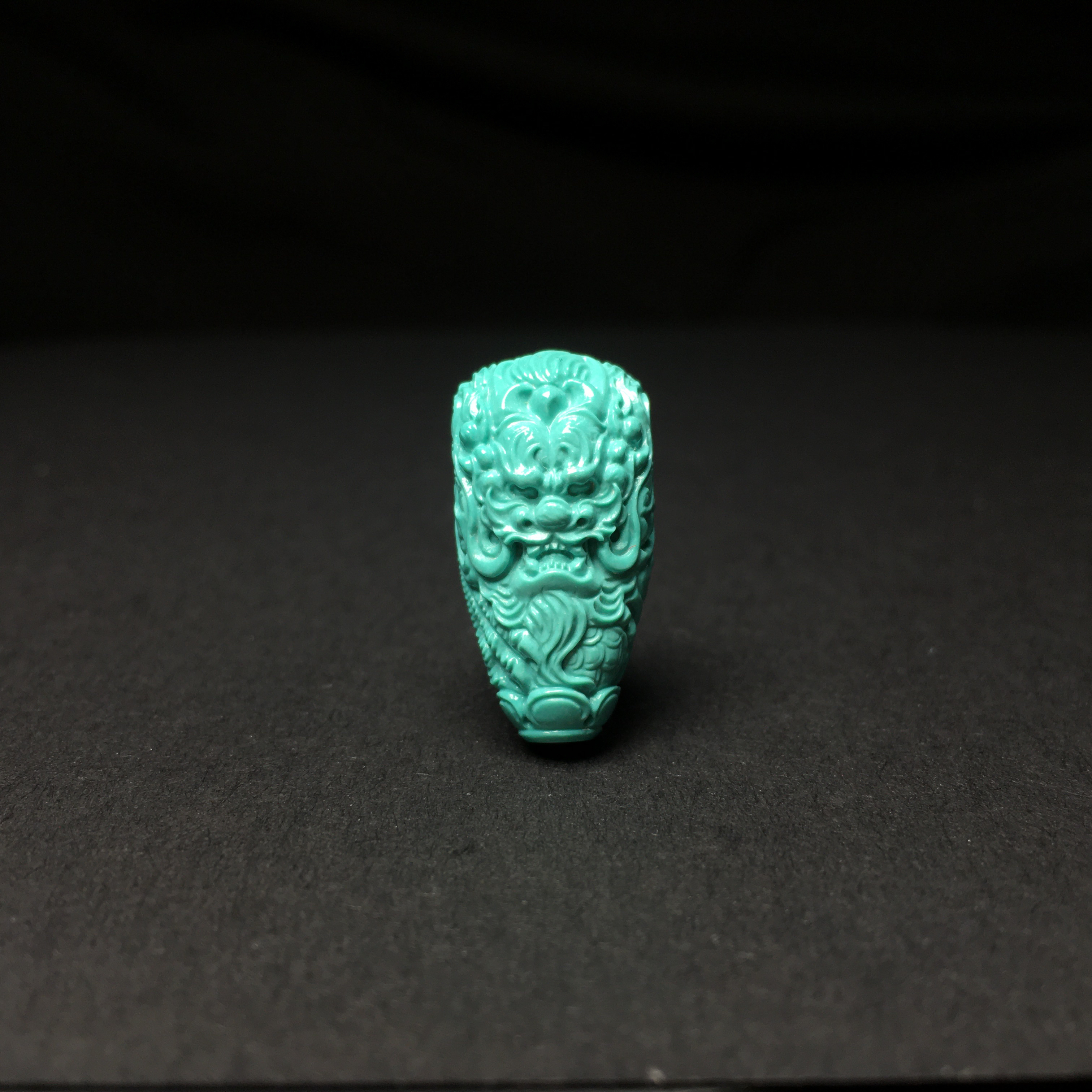 原矿绿松石龙三通雕刻龙珠龙桶珠佛头高瓷玉化料手串108念珠配饰