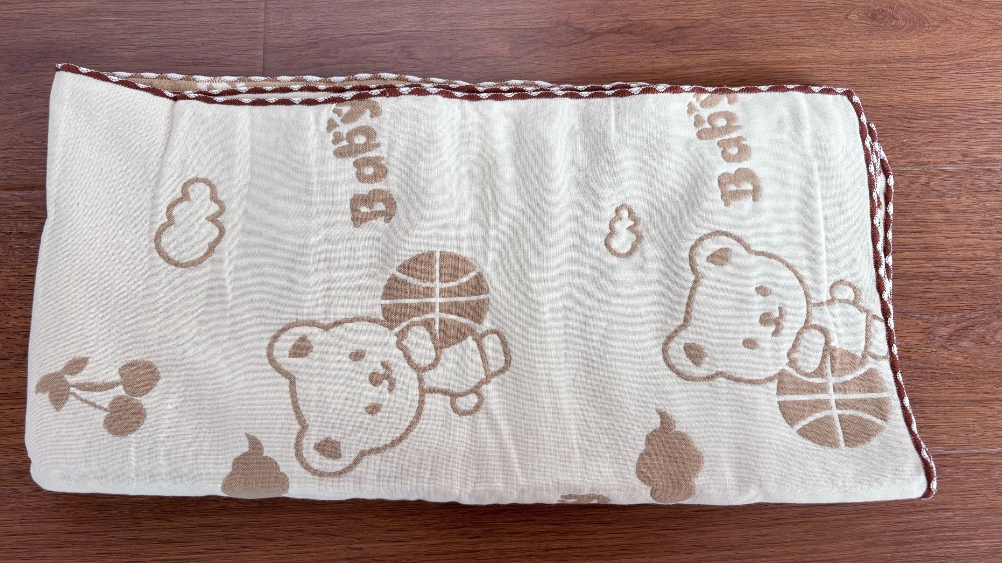 新-麻生活-【小熊】儿童三层纱布床盖盖毯