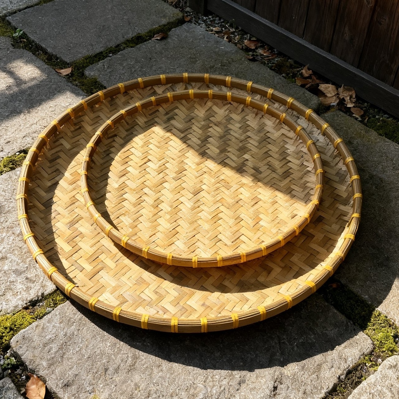 一级 9999（60-50 公分）烟熏加大号两件套晒筐圆形竹编收纳筐簸箕