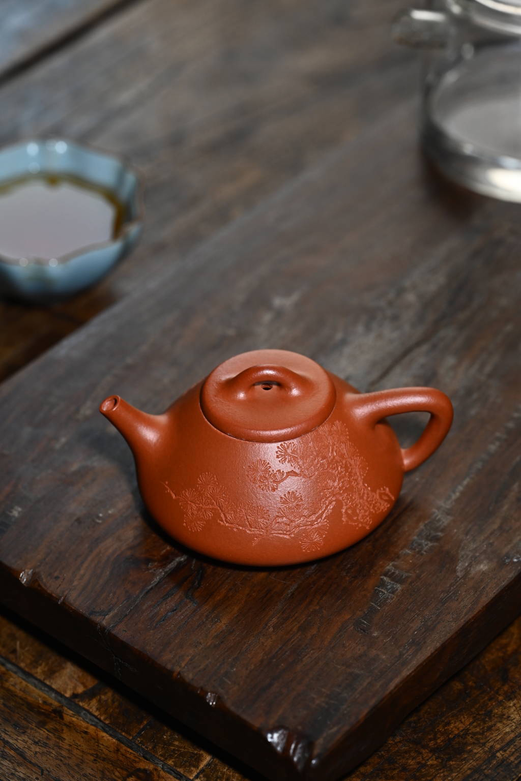 小红泥听松石瓢全手工