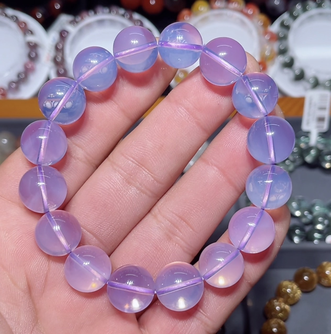 天然精品紫玉晶水晶手链 13mm左右 51.9