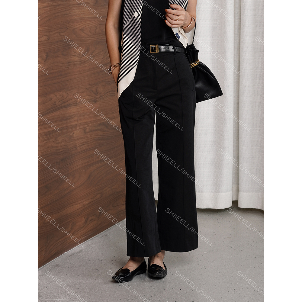 SHIIEELL【致敬爱马】高智感高密棉混纺挺阔立裁九分休闲裤W0230