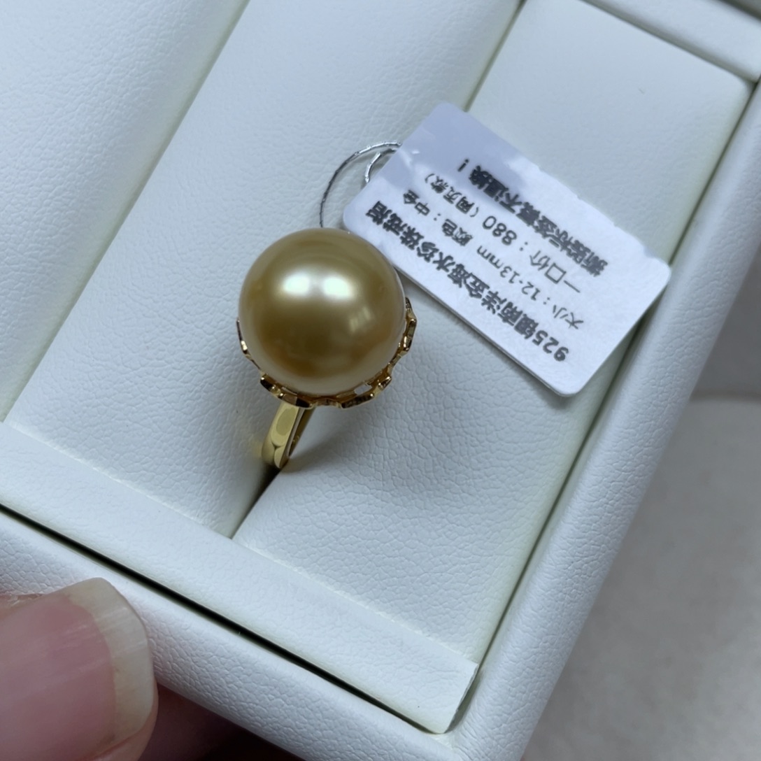 戒指银S925镶嵌海水珍珠12.2mm