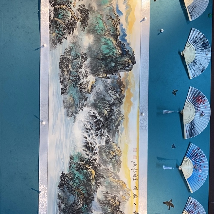 国画云山观瀑张高峰作品