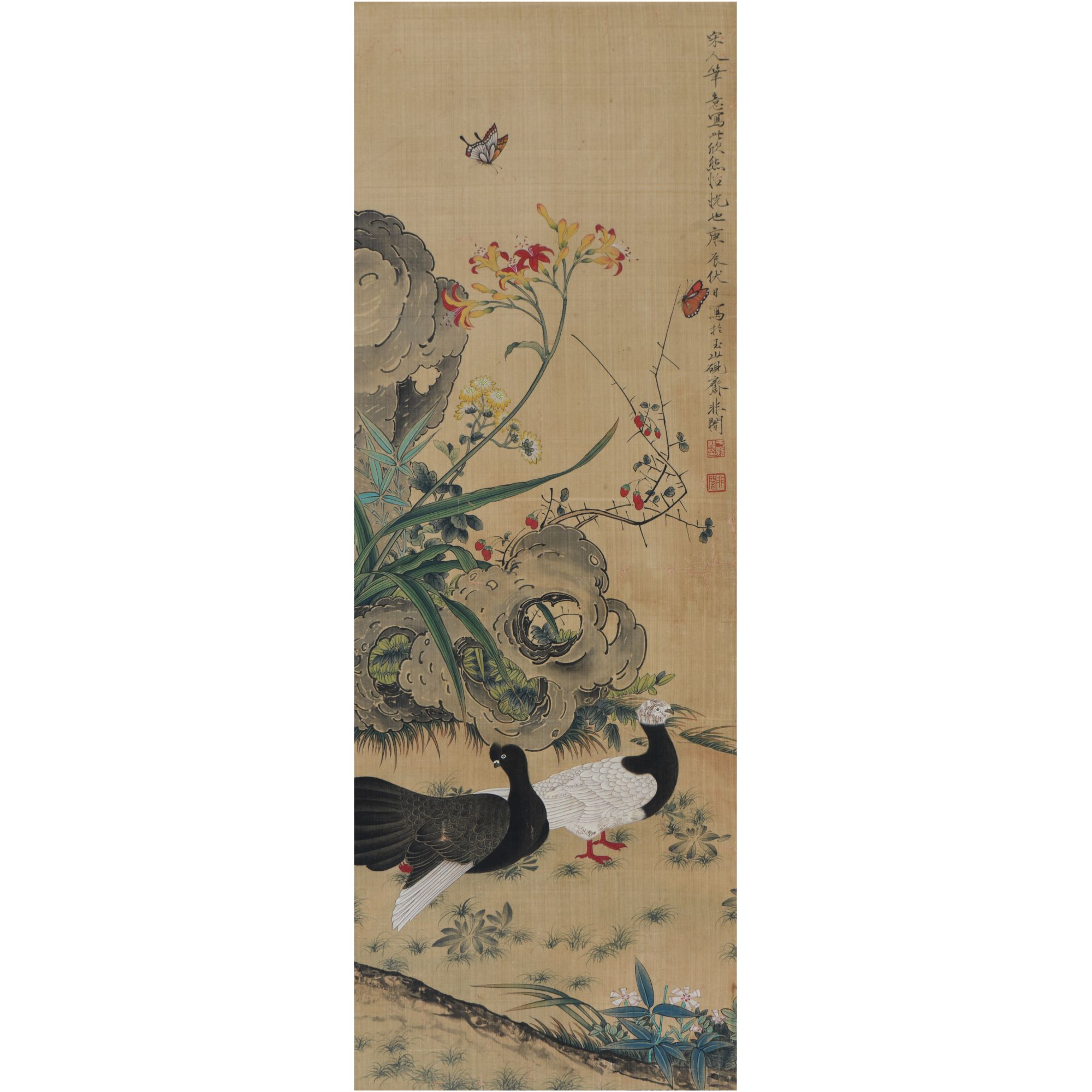 LOT.023【花鸟】绢本镜片B0501-376预展手绘美术品
