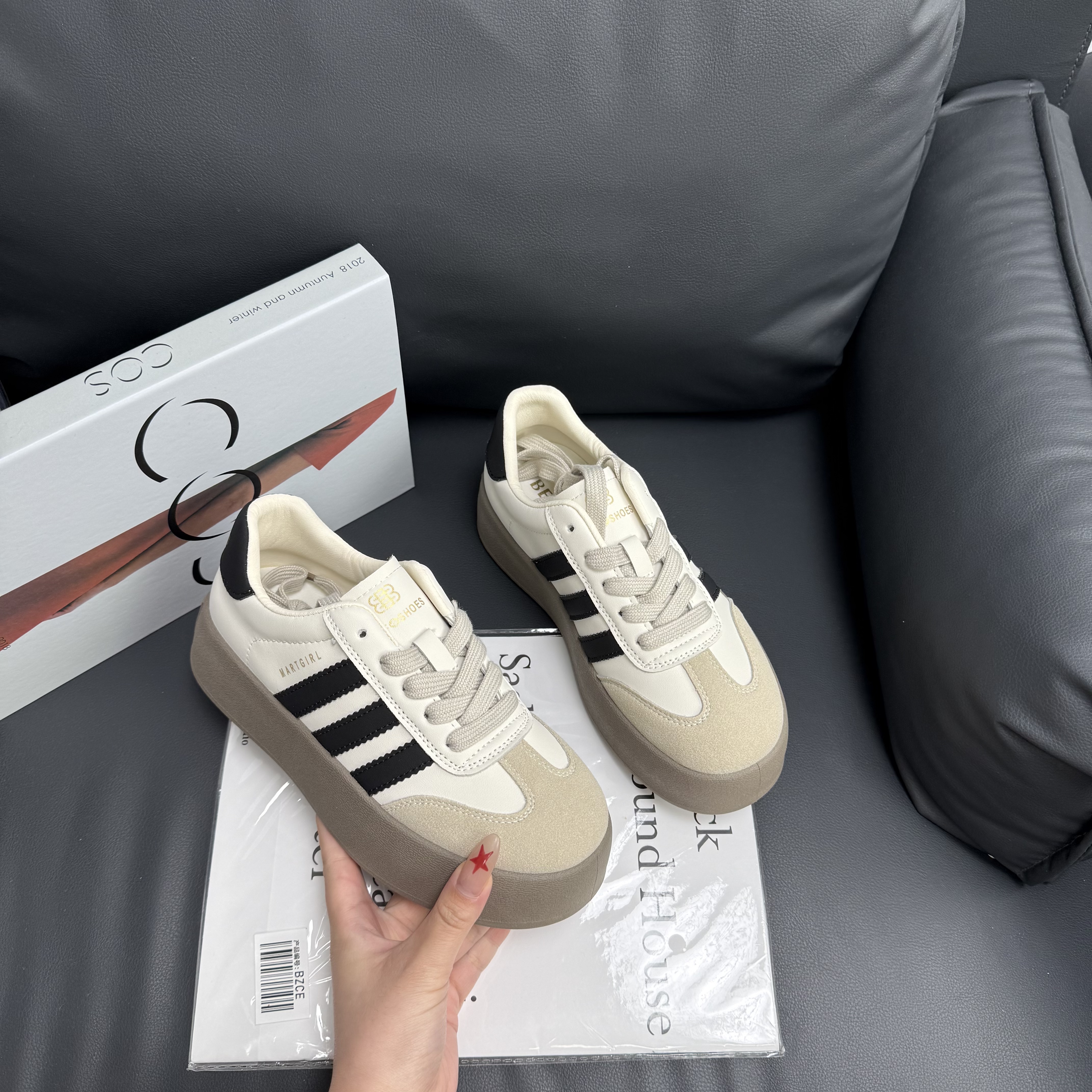 品牌德训鞋女2025秋季新款厚底鞋 66085