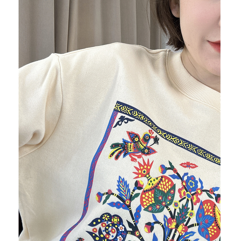 【剪纸新年福寿】百搭基础女士纯棉圆领卫衣