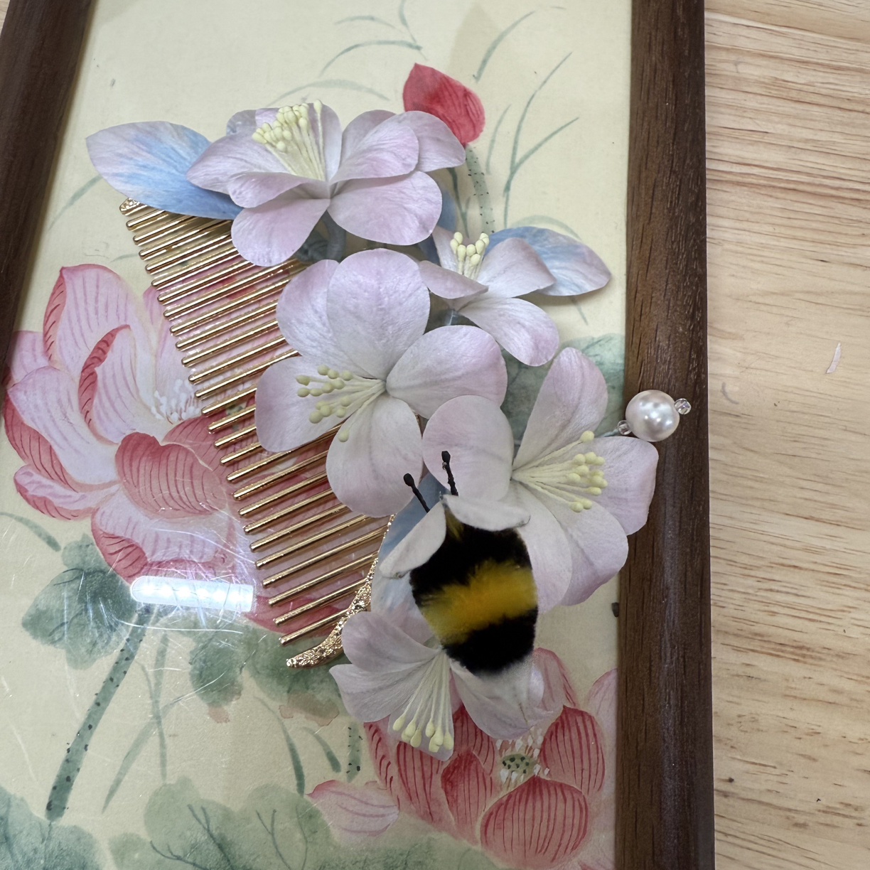 江南浔孤品绒花 默认半月梳 加主体找客服