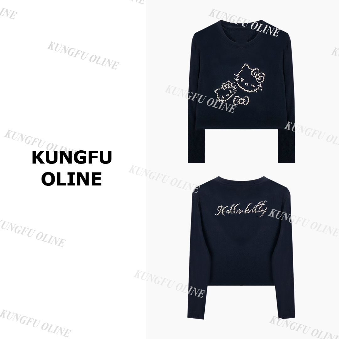 【YY】CT16-74秋季流光风钉珠重工时尚长袖t恤女百搭短打底上衣