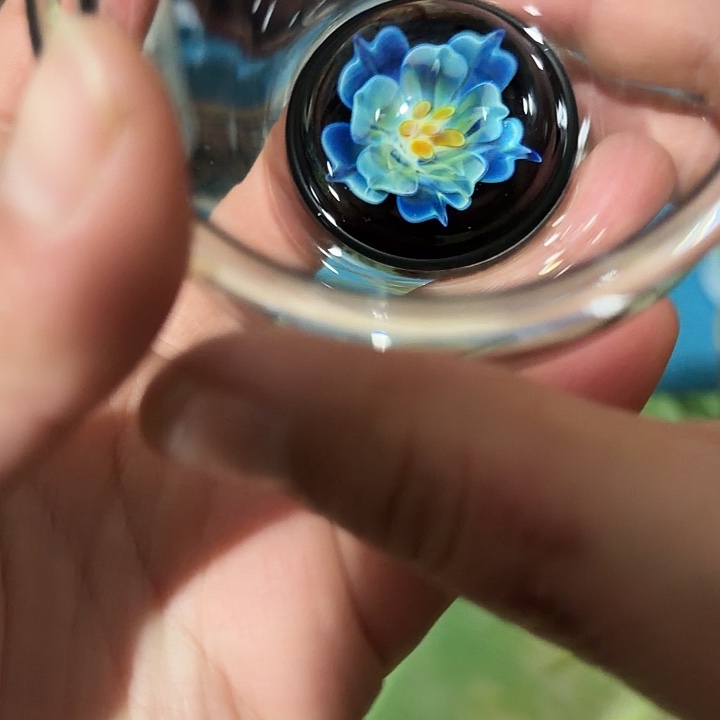 无盖款高硼硅玻璃蓝花语缸杯