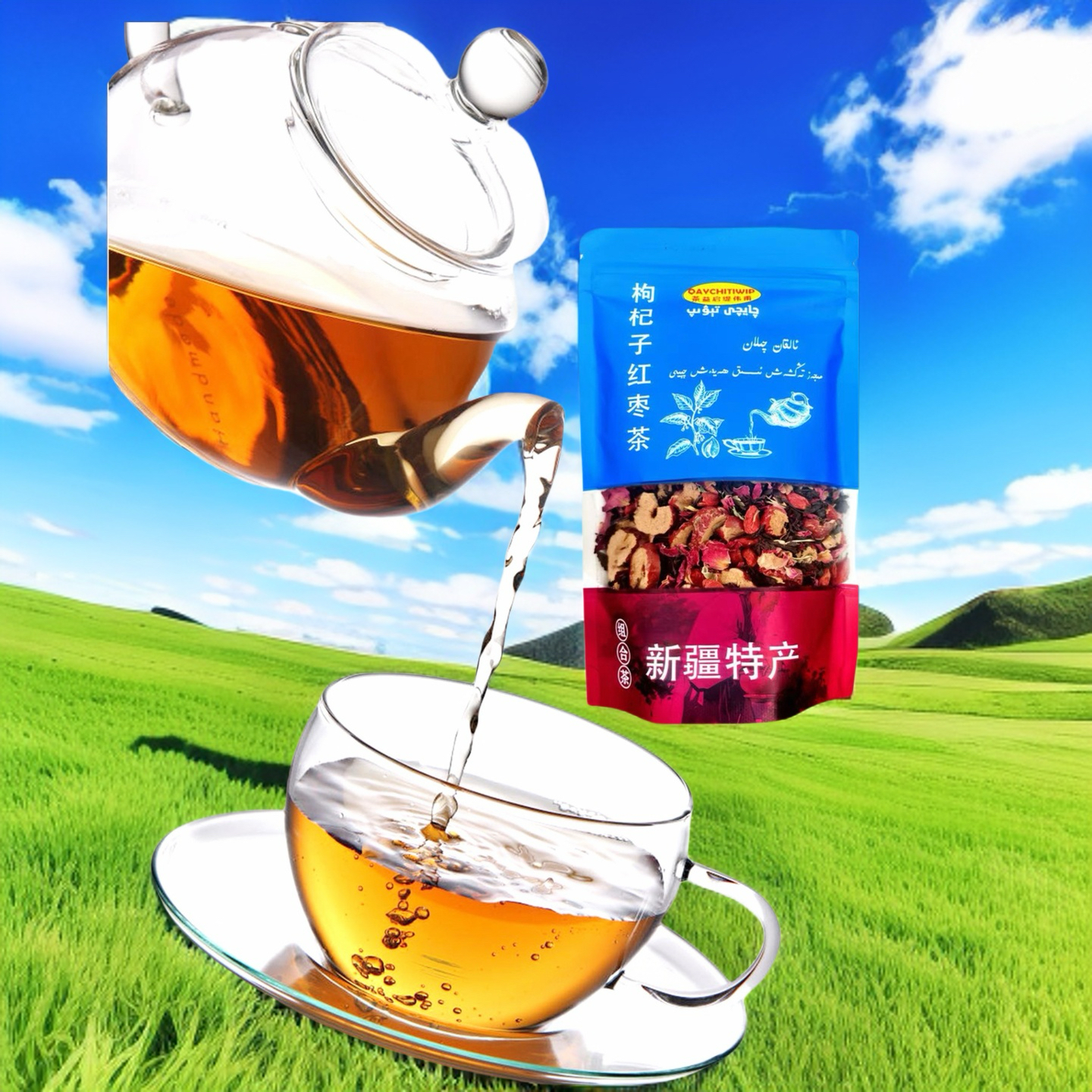 kizilgul alkatqilan kutunix茶 和田枸杞子红枣茶组合茶新疆包邮