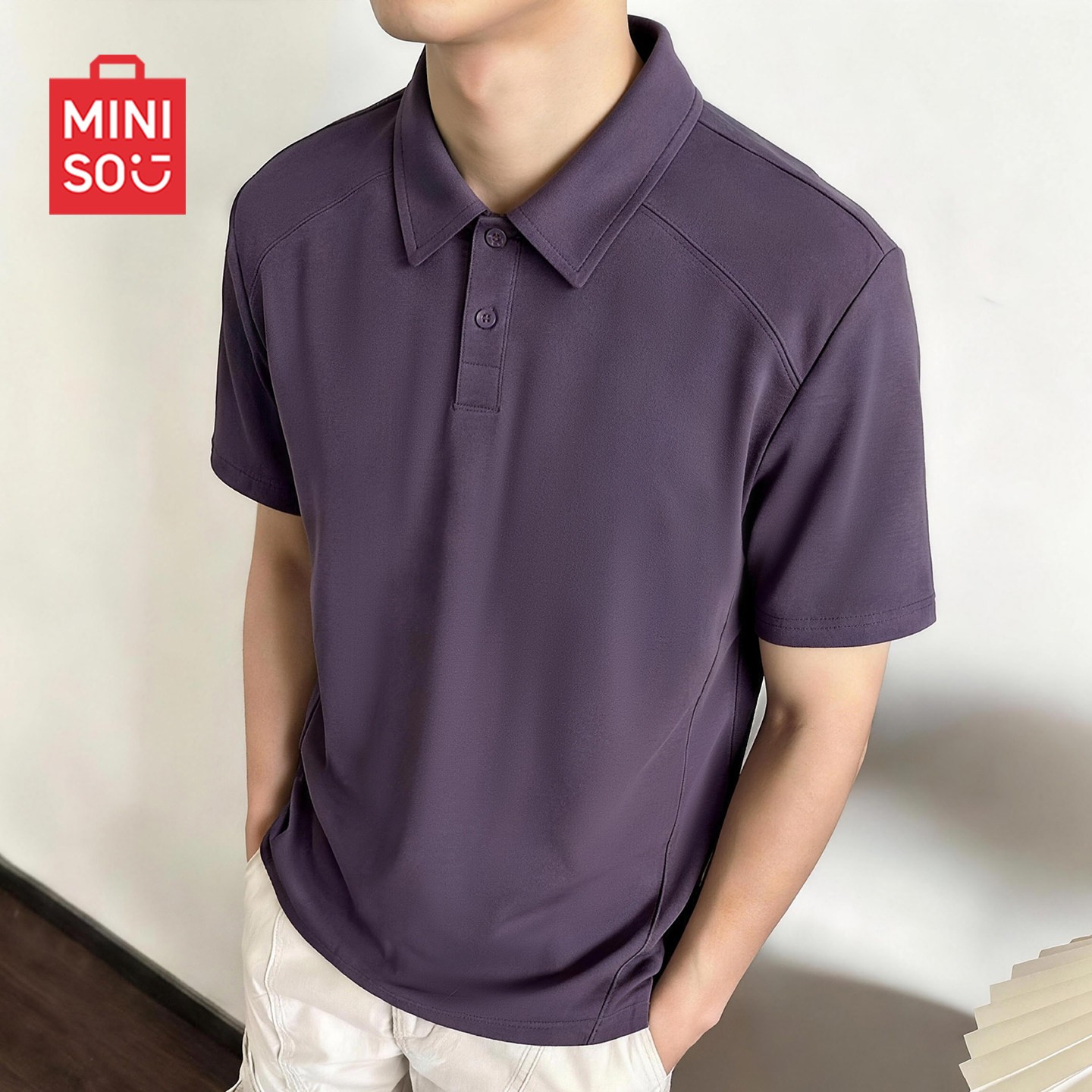 MINISO名创优品冰丝抗菌短袖POLO衫男款夏季运动防晒速干翻领t恤