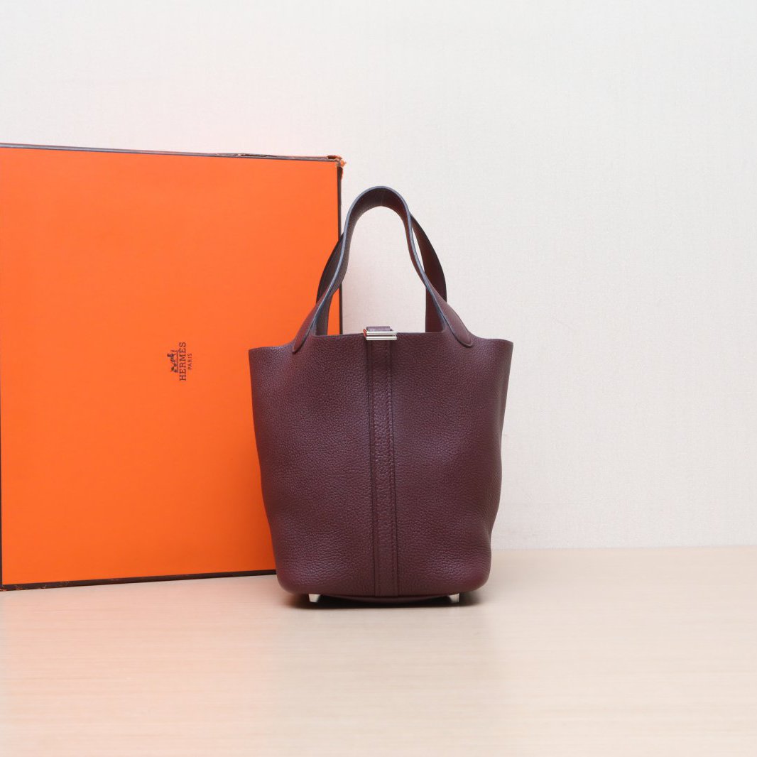 95新 Hermes/爱马仕 小花Jerry 5951108 18 菜篮子 爱马仕红 C刻