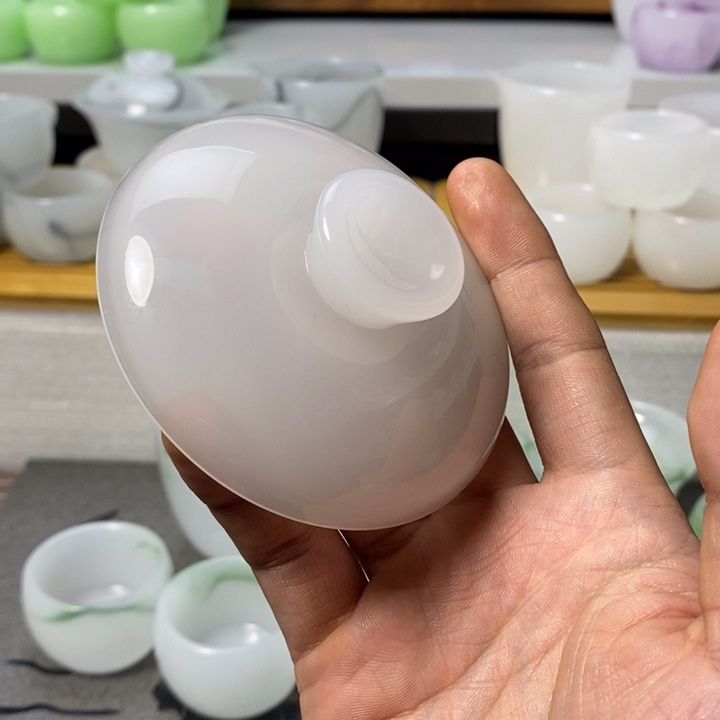 琉璃纯白盖碗单盖子