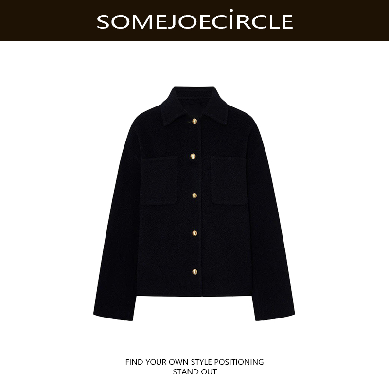 【DZ】SOMEJOECIRCLE【外套】新品时尚双面呢短款T型毛呢外套女Z8405
