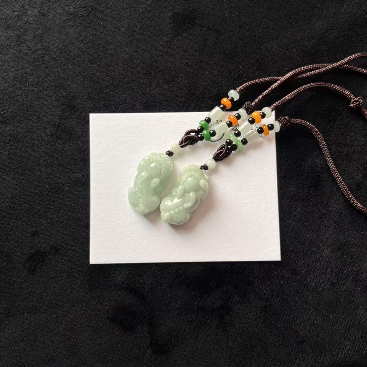 翠小胖  貔貅翡翠项链黑绳款 多样性发1
