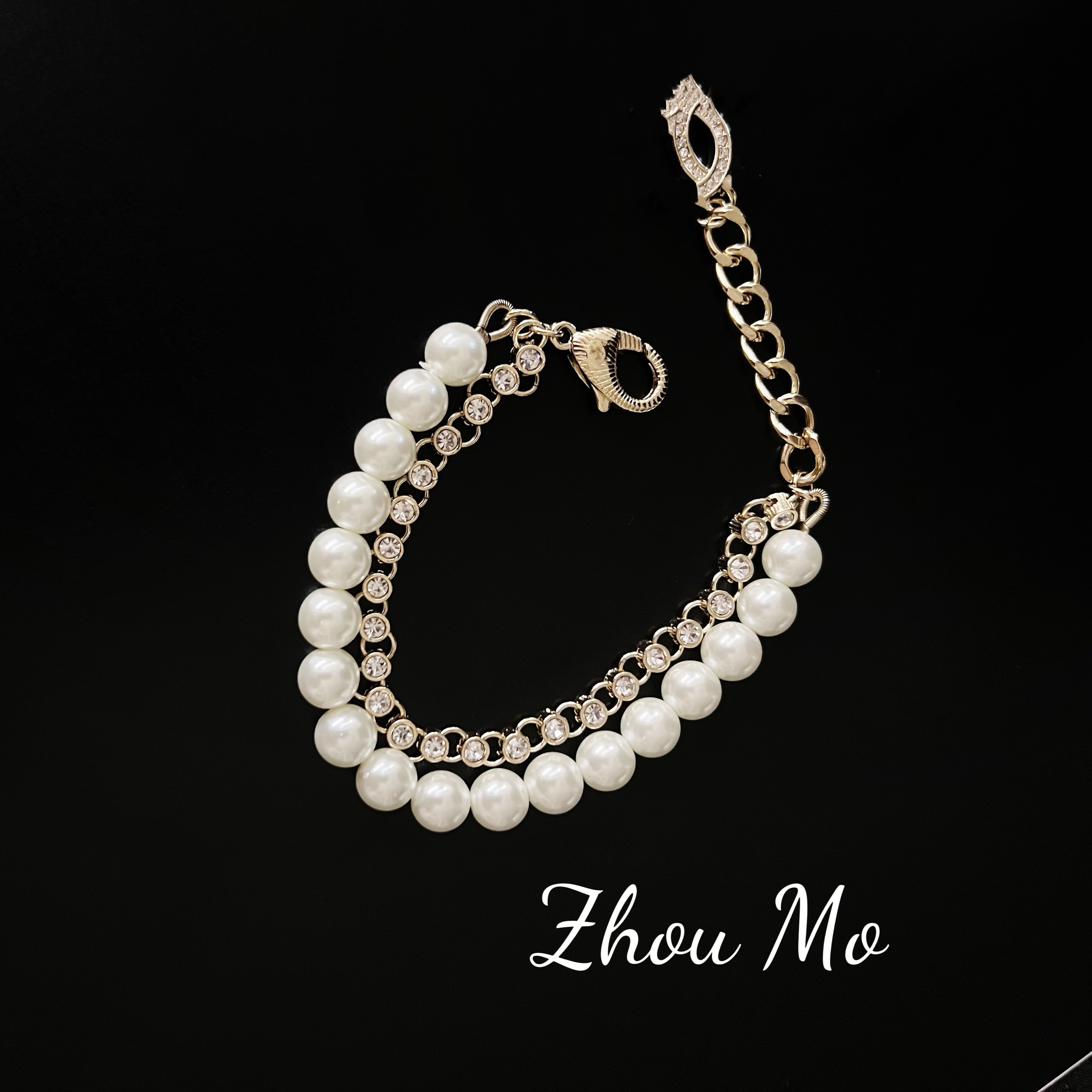 铜合金手链 【MOMO】珠珠镶钻手链 B-089