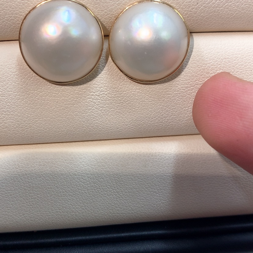 【闪购商品】耳饰拼合珍珠（马贝珠）18K金镶嵌