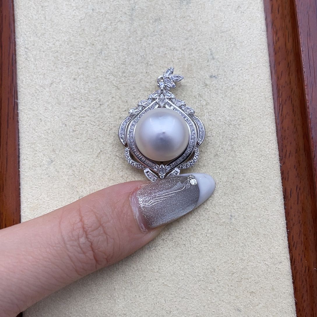 海水珍珠银S925镶嵌吊坠(不含链)