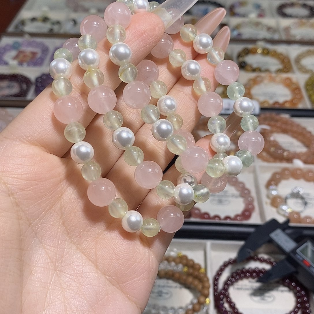 手串水晶未镶嵌桃桃奶绿