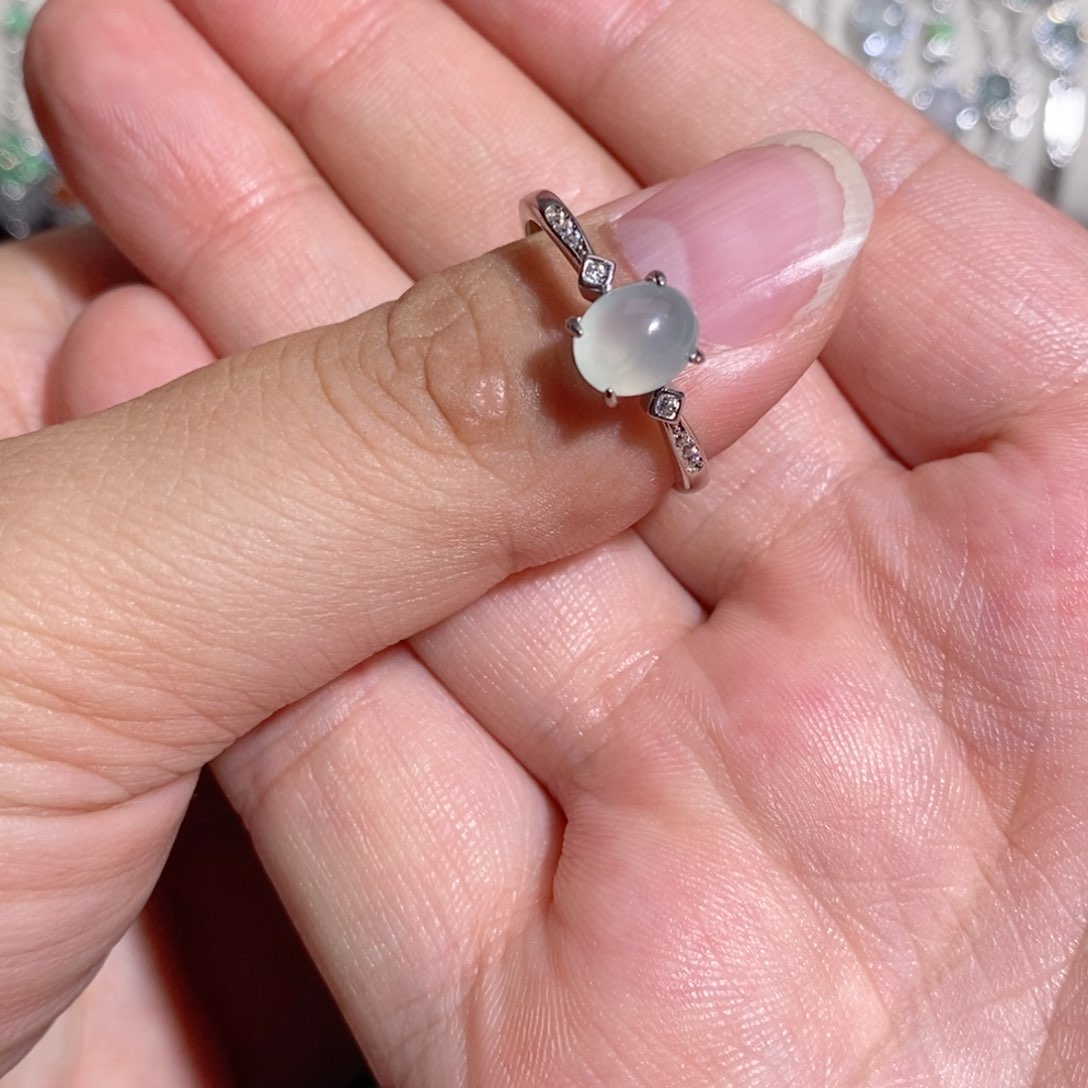 翡翠戒指银S925镶嵌k h j