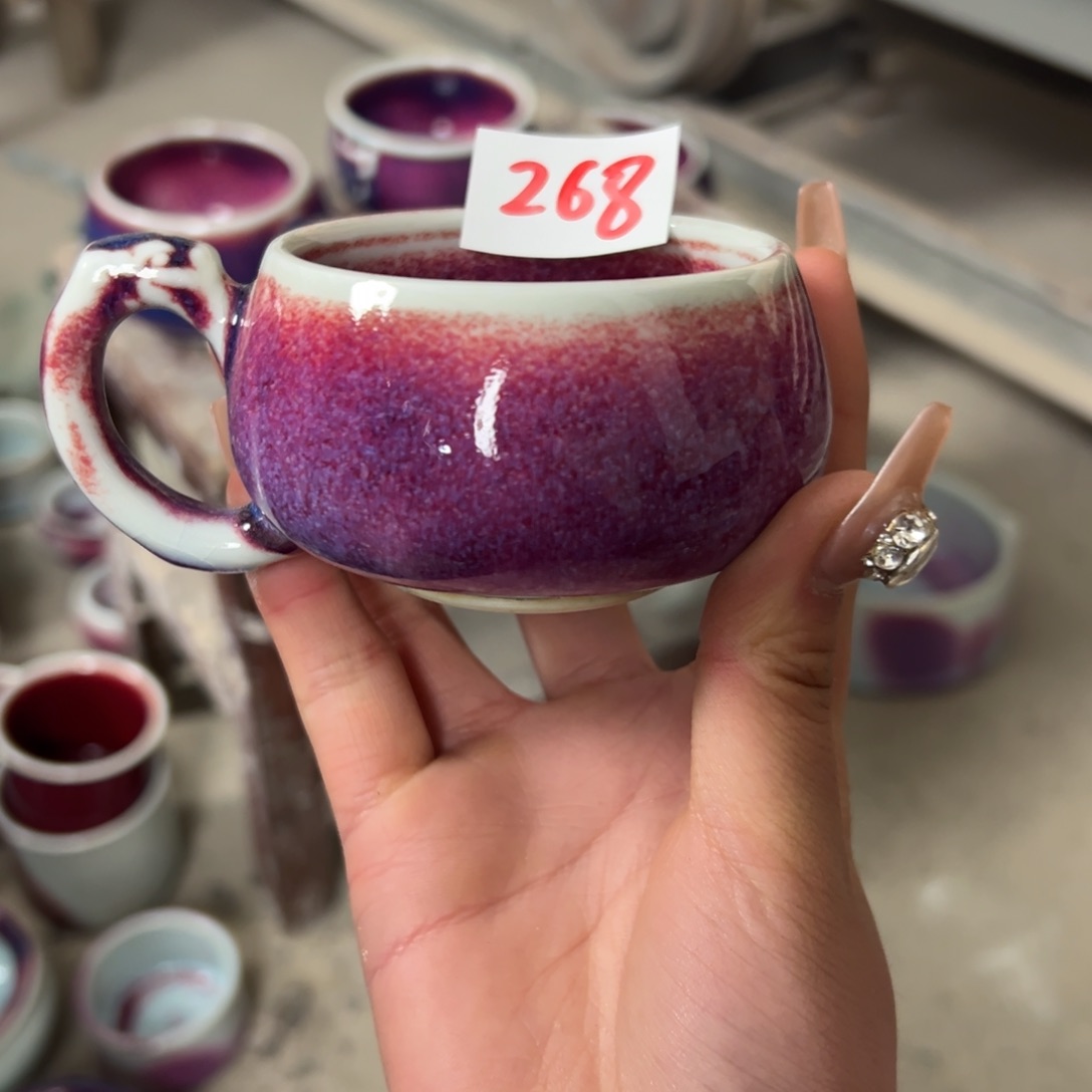 瓷片微瑕办公杯纯手工