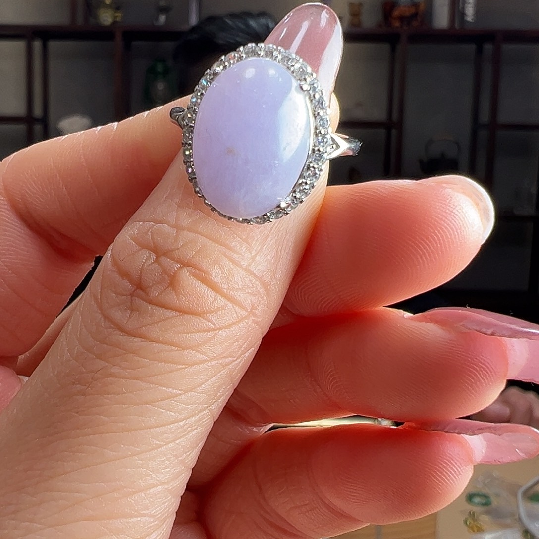 翡翠银S925镶嵌戒指戒指