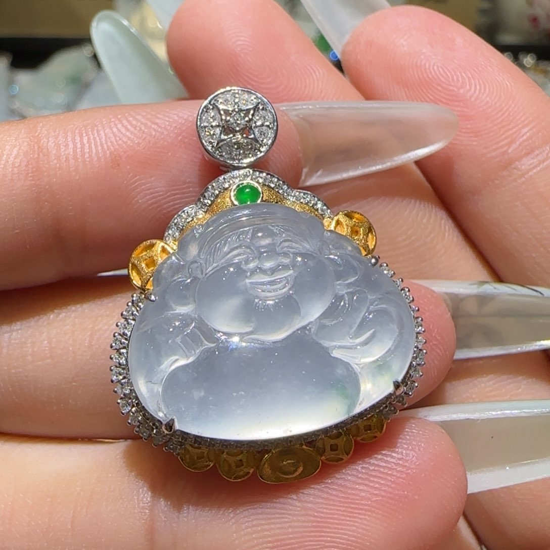 【闪购商品】翡翠18K金镶嵌颈饰天然