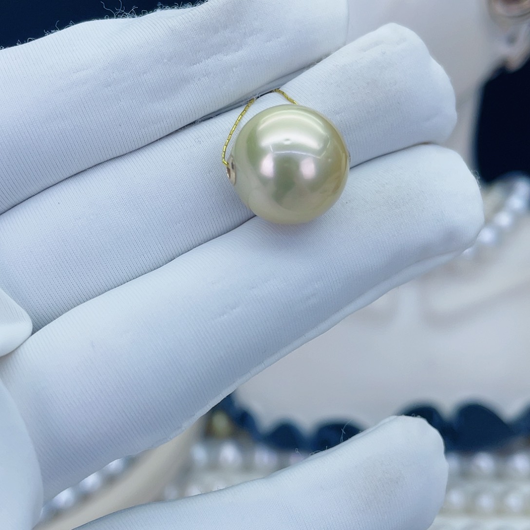 海水珍珠吊坠(不含链)18K金镶嵌14.0一15.0