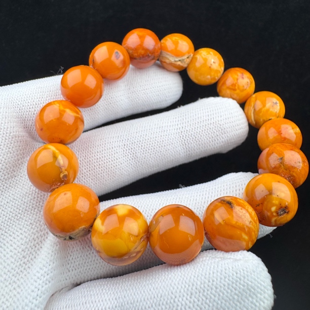 D6770天然原矿蜜蜡【瑕疵特价】单圈13mm支持鉴定 假一罚十