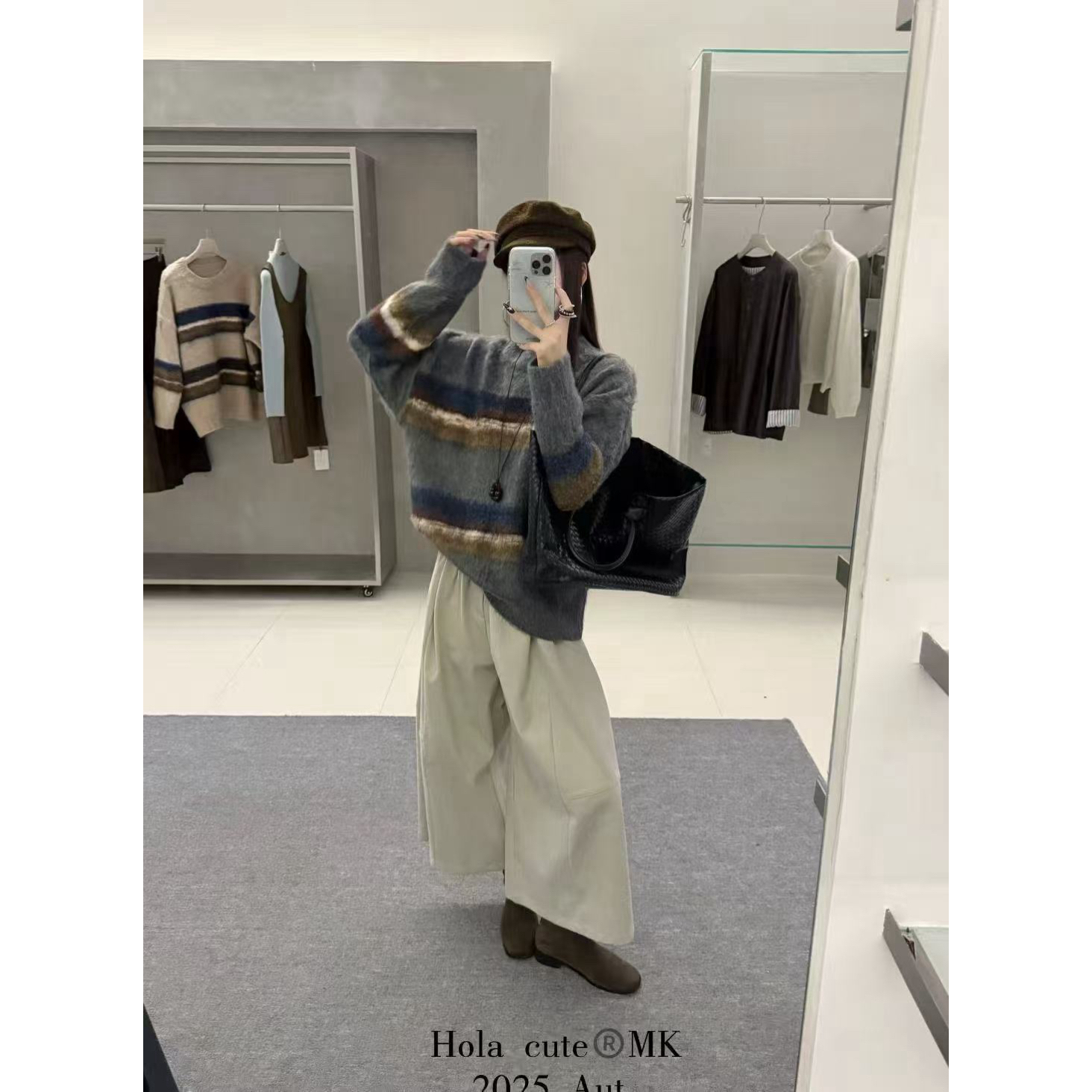 （福）色彩日记～复古感长绒撞色慵懒毛衣（2HL1023#）爱唯依