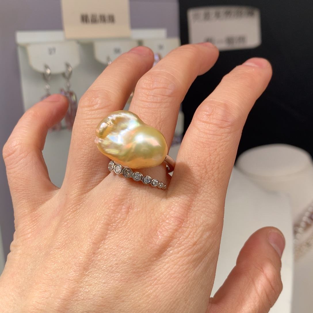 小****淡水珍珠戒指银S925镶嵌