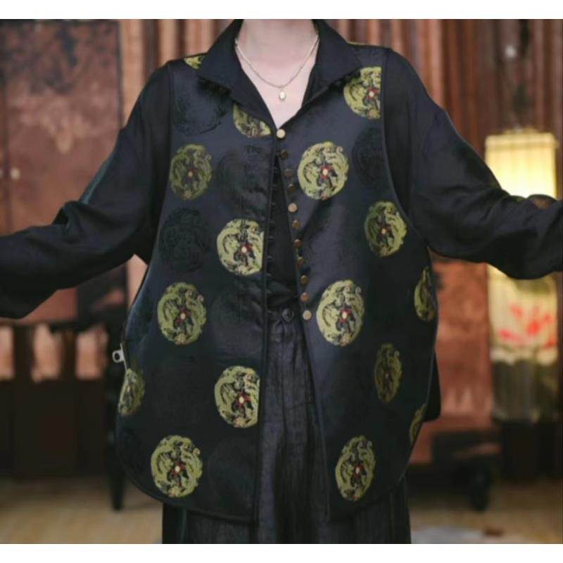 【嘉衡】香云纱双面双穿原创设计复古气质显瘦新中式减龄百搭马甲