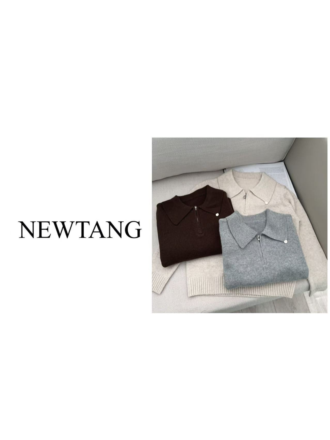 【翻领拉链】186半拉链翻领套头针织衫宽松百搭打底衫毛衣polo衫