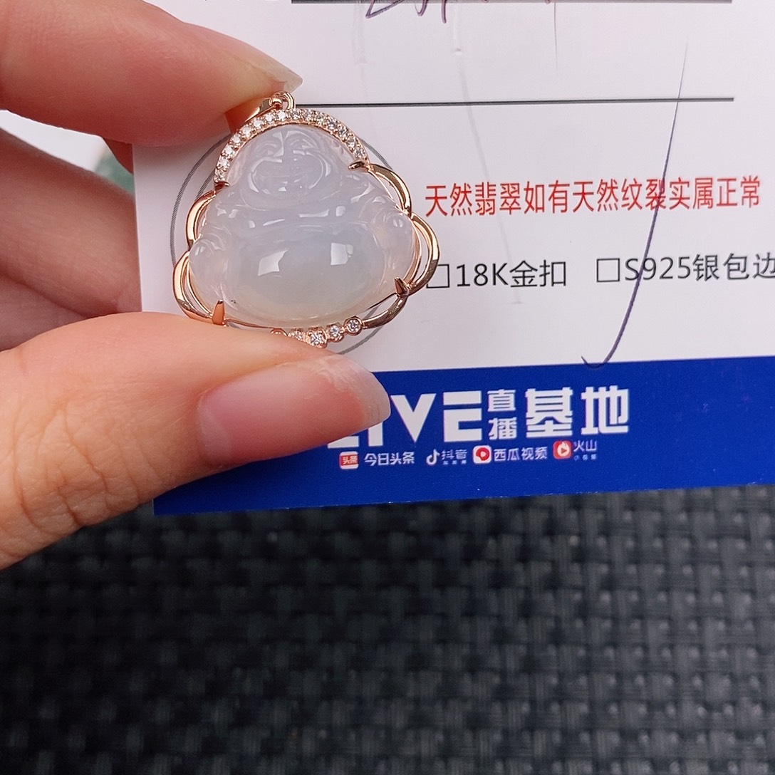 颈饰银S925镶嵌翡翠佛公