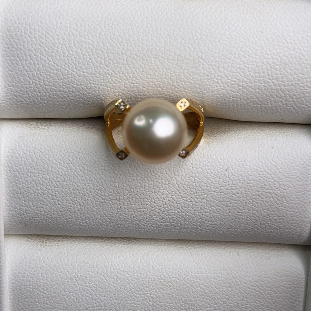 海水珍珠戒圈银S925镶嵌海****?