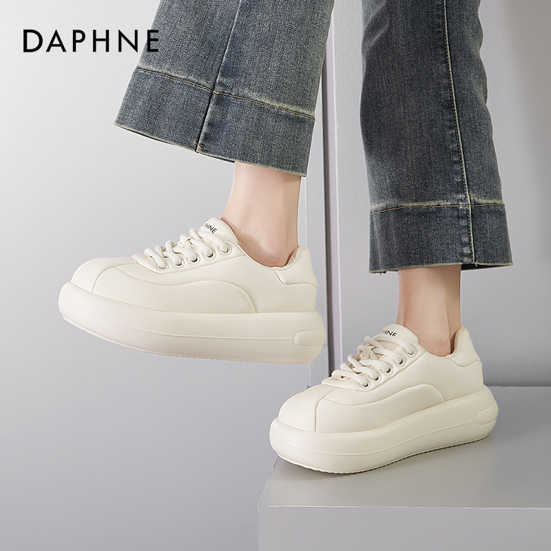 Daphne/达芙妮2025秋季新款大头韩版厚底松糕面包鞋厚底休闲板鞋