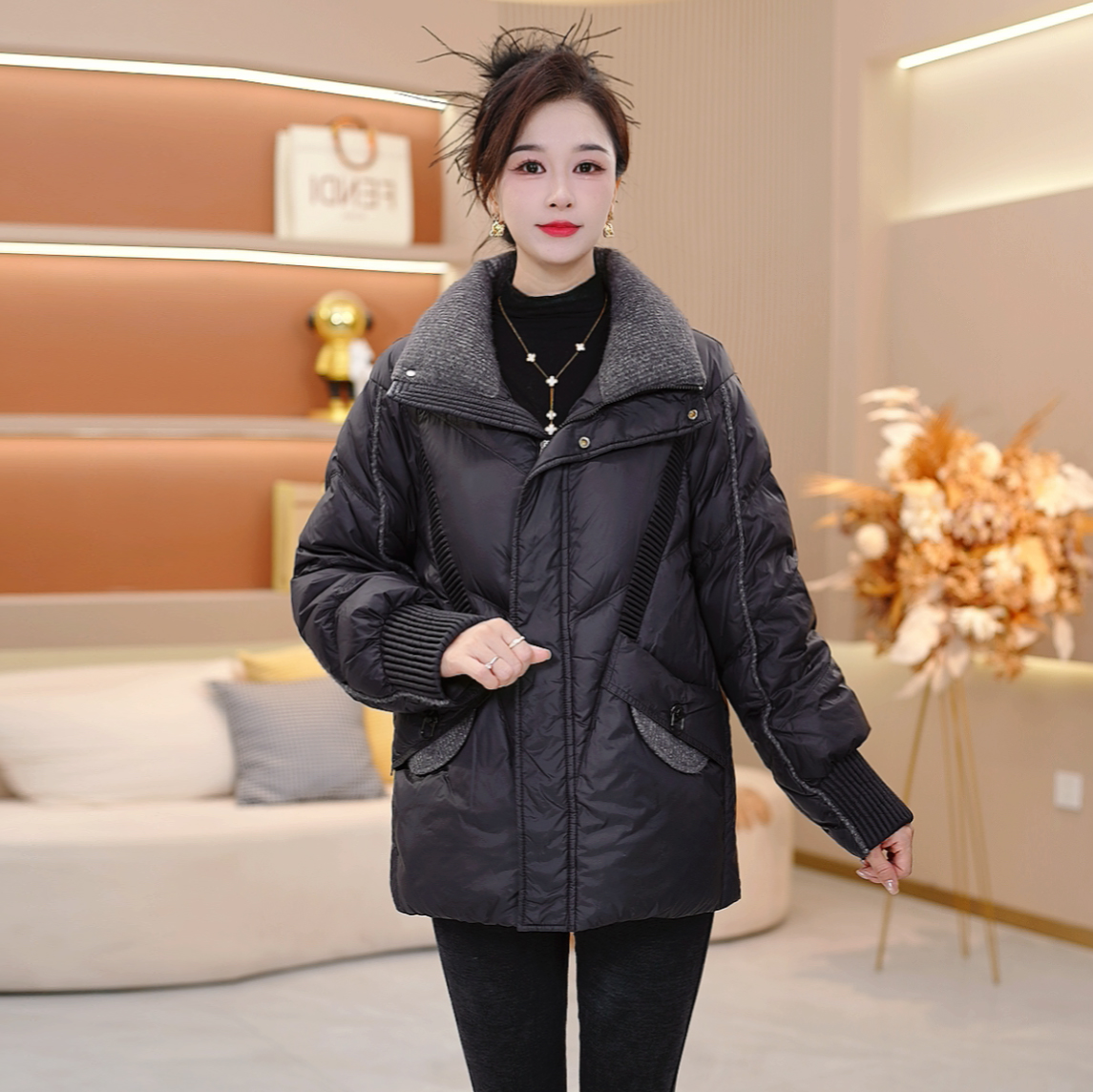 2025年冬季新款时尚洋气宽松保暖加厚休闲显瘦羽绒服【SJYF5285】