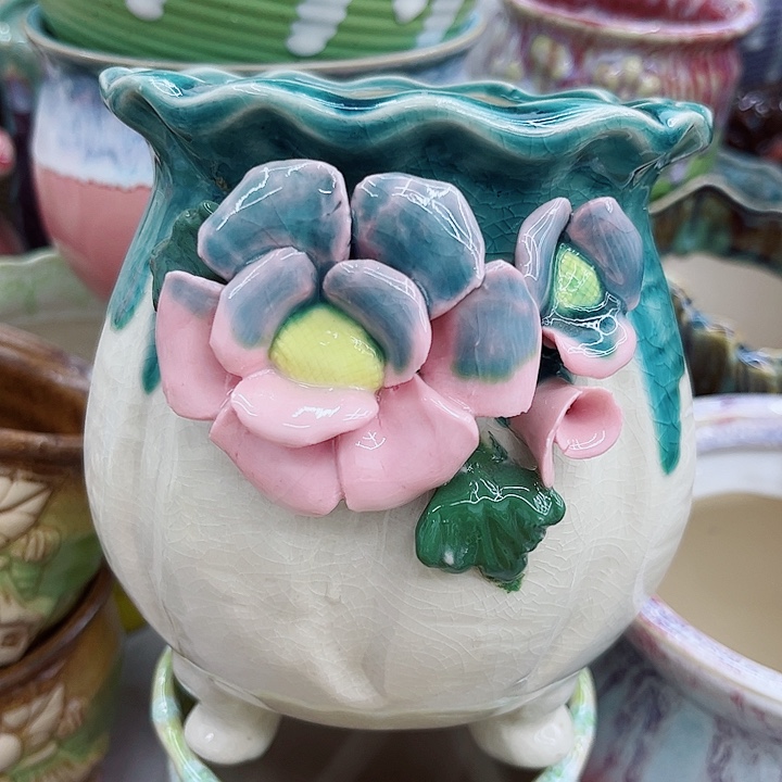 多肉绿植陶瓷花盆9.9包邮，有孔