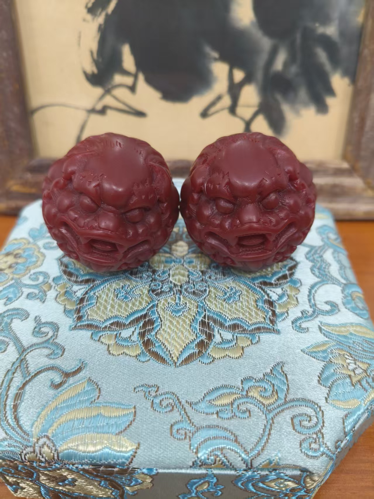 贰国风复古貔貅球把件